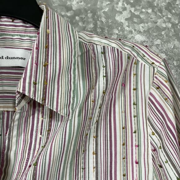 Alfred Dunner Pink Striped Plus Size Button Up Shirt - Size 14 - Embroidered Top - Picture 2 of 5